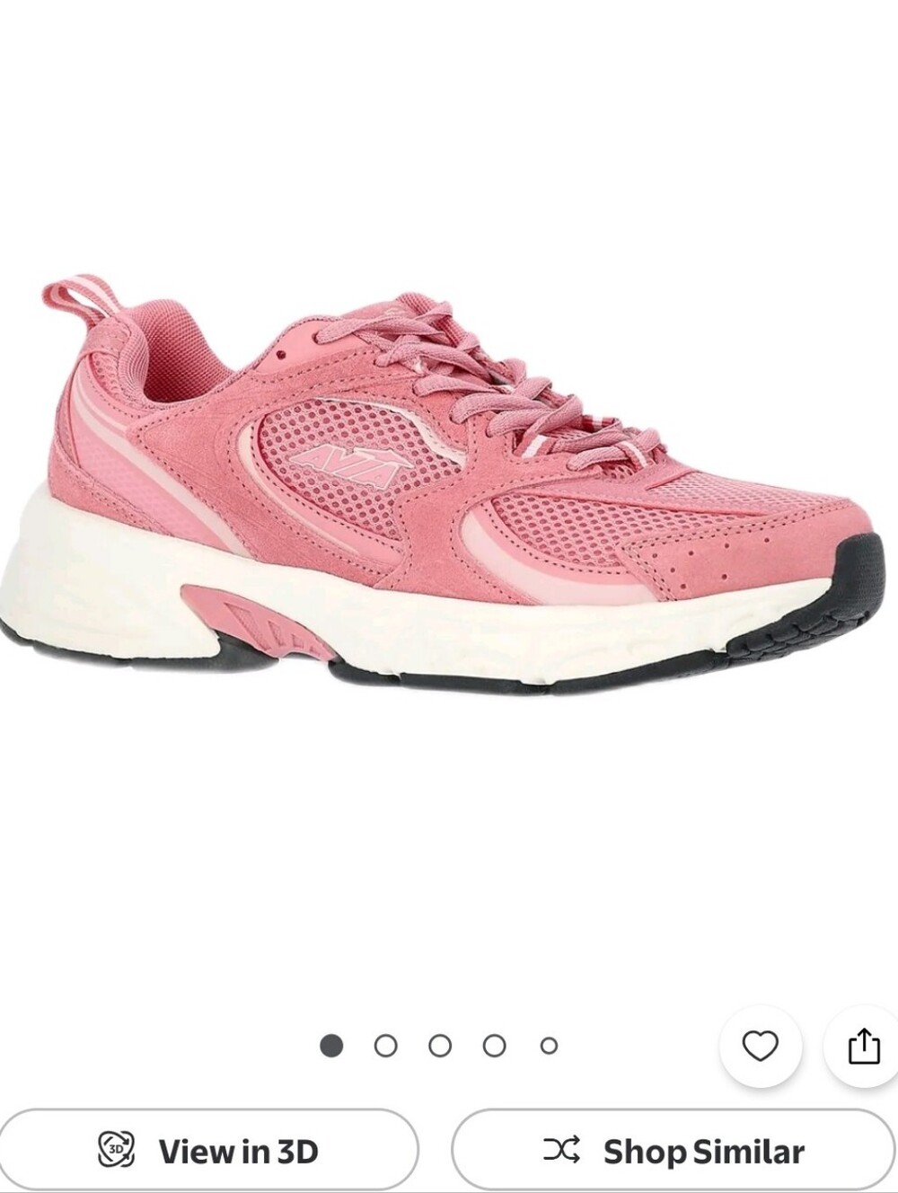 Avia Womens Performance 5000 Chunky Sneaker-Pink Suede 8.5